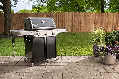 Image of Weber Genesis E-315 Liquid Propane Gas Grill for Outdoor Cooking, 3 Burners, Black - Porcelain-Enameled Cast-Iron Grates, PureBlu Burners