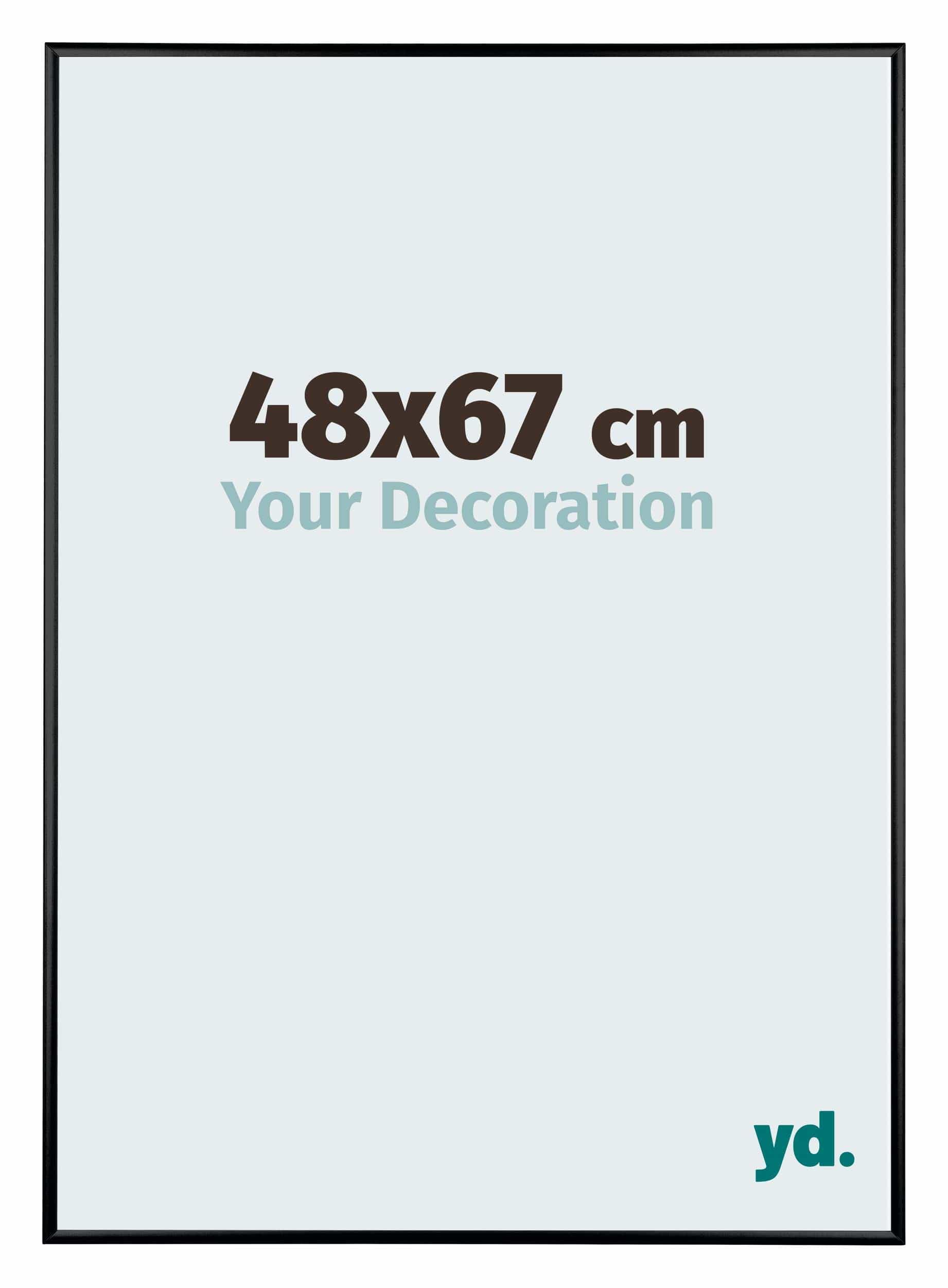 Your Decoration - Picture Frame 48x67 cm - Black High Gloss - Decorative Wall Frame in Aluminium with Antireflection - Frame 48x67 - Kent