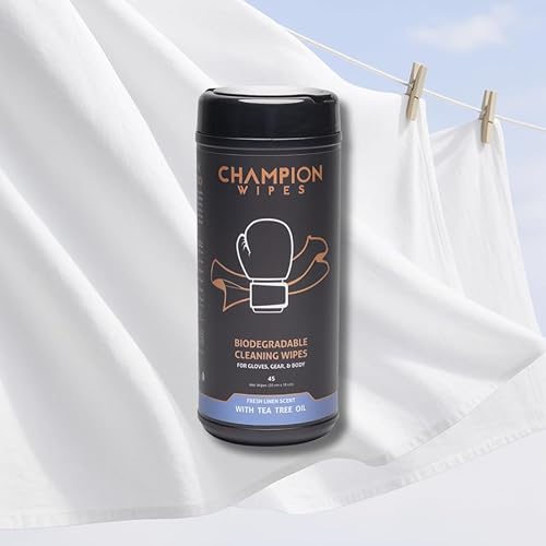 Miniatura 6 de Toallitas Champion - Toallitas de limpieza para guantes de boxeo, 45 unidades | Fórmula con aceite de árbol de té | Para guantes, equipo y cuerpo |