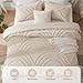 ENJOHOS Boho California King Comforter Set - Beige King Size Comforter Set, 3 Pieces Tufted Rainbow Bedding Comforters for All Season, Lightweight Soft Microfiber Comforter with 2 Pillow Cases