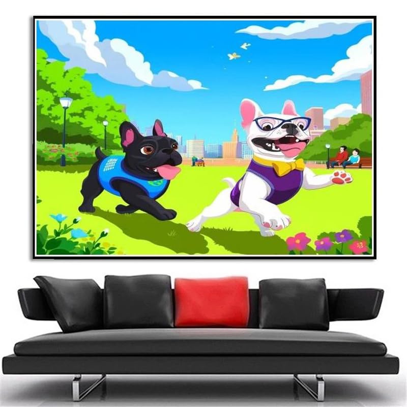 Peinture au diamant Bulldog français 5D de qualité supérieure avec strass brillants