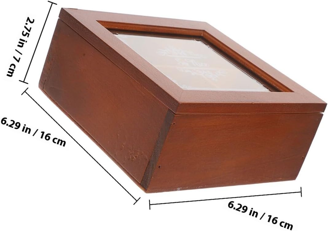 CALLARON Wooden Jewelry Box with Lid 4-compartment Table Organizer Case for Trinket Storage and Small Accessories Desktop Dustproof Storage image 2