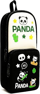 Kiddie Galaxia Black Panda Pencil Case 6 Layer with 3 Compartment Cute Aesthetic Pencil Case for Boys & Girls Large Capacity Pencil Pouch for School Kids Cute Stationary Gift Organizer for School
