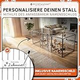 PFOTENWUNDER® Welpenauslauf 8/12-teilig, 80cm hoch, 2x2m + 1 Hundebett, 1 Trainingsbuch | Welpenlaufstall, Hunde-Laufstall faltbar für die Wohnung + Tür, Welpengehege Tierlaufstall Indoor Outdoor