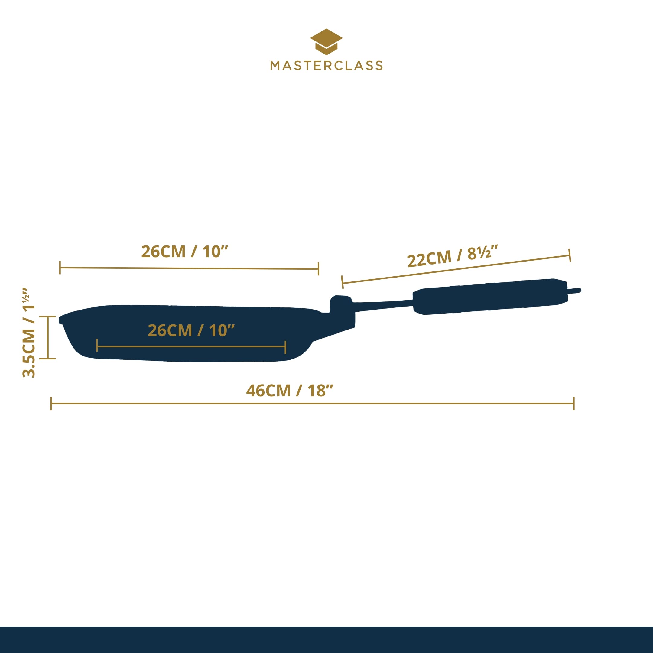 MasterClass Padella antiaderente a induzione con manico pieghevole, 24 cm (9,5")