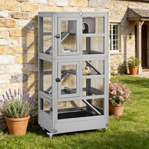 Large Ferret Cage with Multi-Level & Easy-Clean Tray
