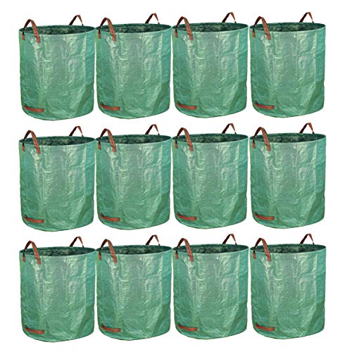 Gardzen 12-Pack 72 Gallon Yard Waste Bags - Reuseable Heavy Duty Gardening Bags, Lawn Pool Garden Leaf Waste Bag