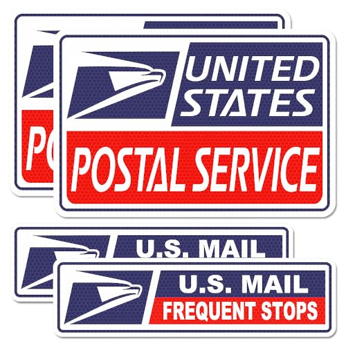 Image of 4 Pack Reflective Rural Mail Delivery Magnets, Professional U.S. Driver Magnetic Signs, Rural Delivery Carrier Magnets Decal Waterproof Magnetic Bumper Stickers - 30 Mil Thicknesses