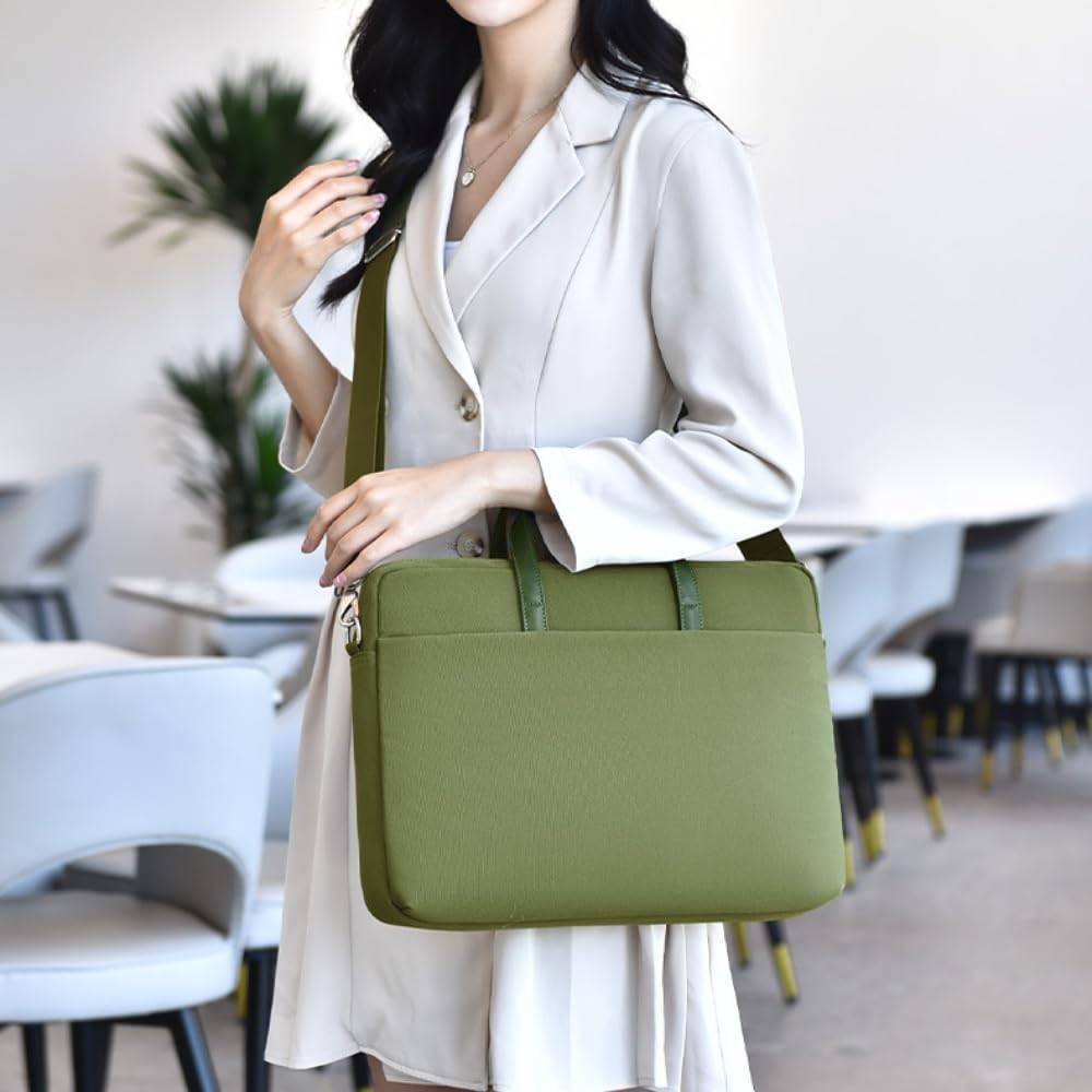 Laptoptasche für Damen und Herren, 35,6 cm (14 Zoll), 38,1 cm (14 Zoll), großes Fassungsvermögen, einfarbig, wasserdicht, Polyester, Umhängetasche