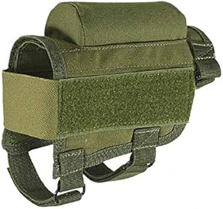 Tactical Gun Rifle Buttstock, Hunting Shooting Tactical Cheek Rest Pad Ammo Pouch with 7 Shells Holder Buttstock Cheek Rest Riser Cartridges Carrier Case Holder