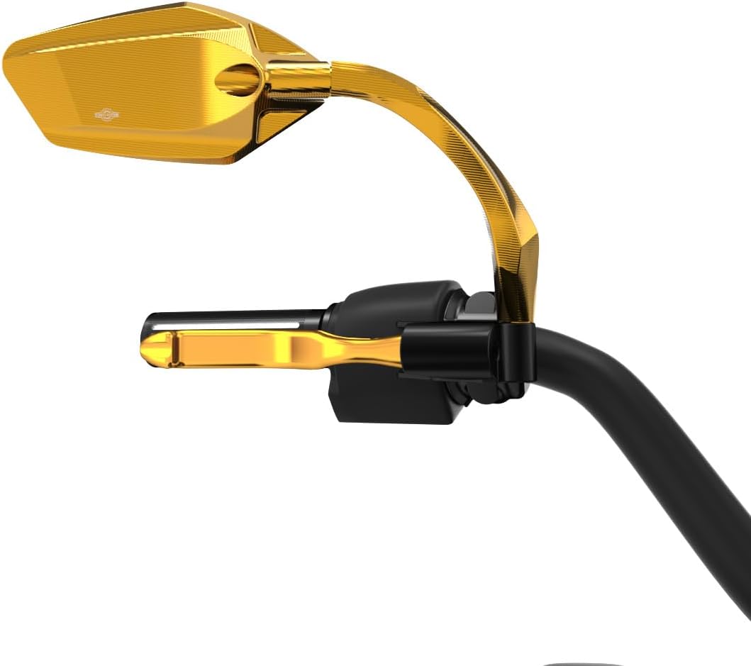 5.0" Gold Motorcycle Side Mirrors, Rear Mirrors on Handlebar, Transformer Style, Compatible with Harley Davidson Softail, Dyna, Touring, Sportsters
