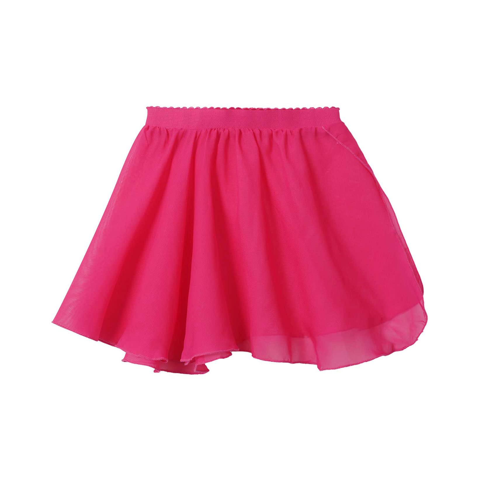 JanJean Kids Girls Ballet Dance Chiffon Wrap Skirt Elastic Waist Ballerina Flared Casual Mini Skater Skirt Dancewear Hot Pink 3-4 Years