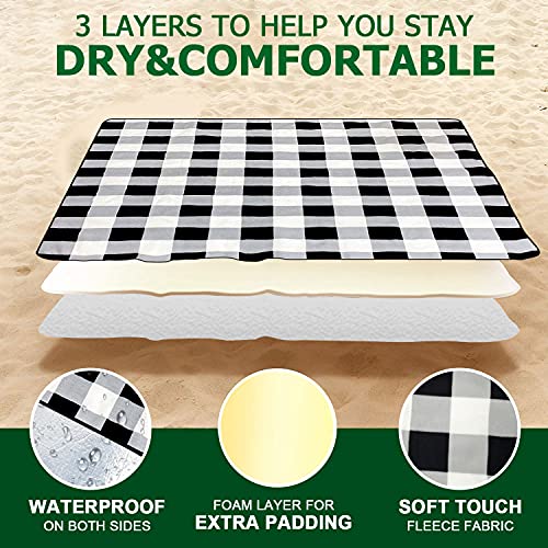 BMHNOONE Picnic Blanket,Picnic Blankets Waterproof Foldable with 3 Layers Material,Extra Large Picnic Blanket Picnic Mat Beach Blanket 80\"x80\" for Camping Beach Park Hiking,Larger & Thicker…… - Thumbnail 2