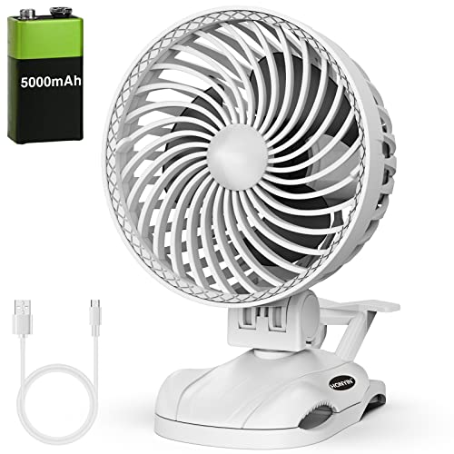 HONYIN Portable Mini Ventilateur, Ventilateur Pince USB avec Rechargeable Batterie 5000mAh, Vitesse Variable, Silencieux, pour Bébé Poussette, Camping, Bureau, Salle de Sport Cover