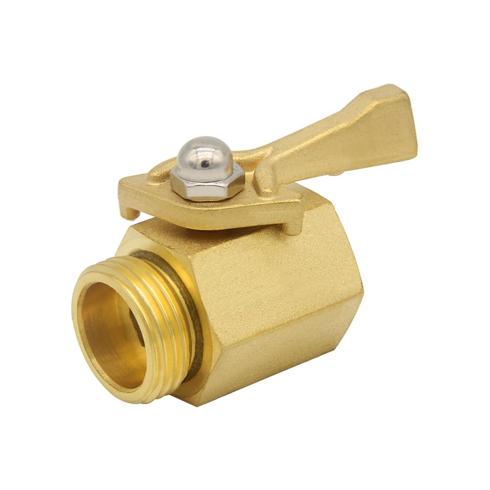 Hooshing 2PCS Garden Hose Shut Off Valve Heavy Duty 3/4" Brass Garden Hose Adapter Water Flow Control Valve for Garden Nozzle Water Hose