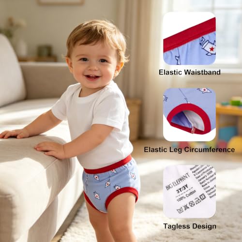 Image of BIG ELEPHANT Toddler Training Pants, Soft Cotton Absorbent Training Underwear for Baby Boys & Girls