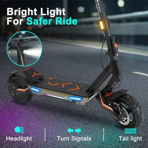 Image of Electric Scooter Adults 1600 /4000 /6000W Motor 50 Miles Long Range & 40 /45 /50 MPH Top Speed 10 inch Off Road Tire Folding E-Scooter 60V /48V 20.8AH Battery Kick Scooter with Detachable Seat for Commuter
