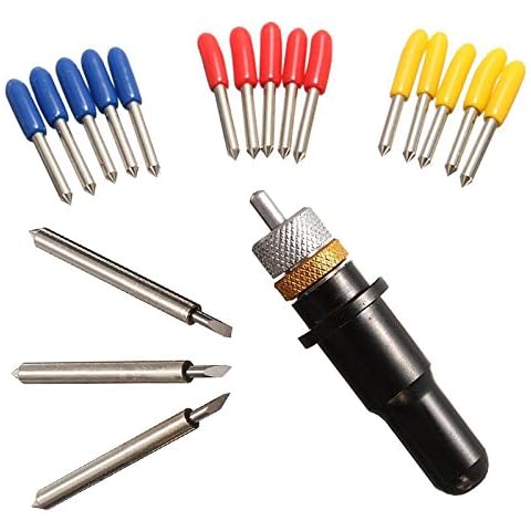 Actopus 15pcs 30/45/60 Degree Vinyl Cutter Blades Pcut Plotter with Blade Holder Cover