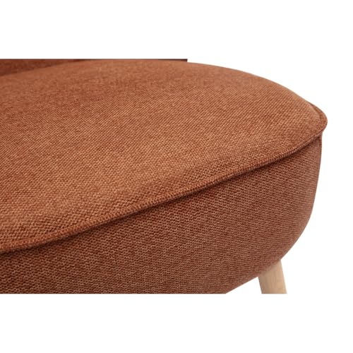 Poltrona Scandinava In Tessuto Effetto Velluto Testurizzato Terra Bruciata E Legno Chiaro Amanita - 4