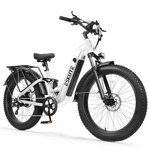 ESKUTE Electric Bike for Adults - 48V20.8Ah 86 Miles Battery Commuter, 32+MPH, Peak 1800W Brushless Motor, 26x4.0 Fat Tire Step-Thru Cityrun Ebike, 8-Speed, Full Suspensions E-Bike image 5