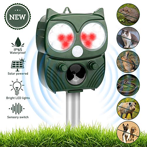 Preisvergleich Produktbild HOSPAOP Katzenschreck Ultraschall Solar, HIBOER Katzenschreck Tiervertreiber mit 5 Modus Einstellbar, wasserdichte Utraschall Abwehr für Katzen, Hunde,Schädlinge,Rotwild,Füchse,Mä...
