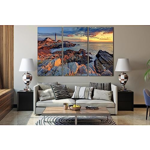 Impression sur toile Portland Lighthouse ZELLART œuvre d'art murale d'exception en 140 x 90 cm