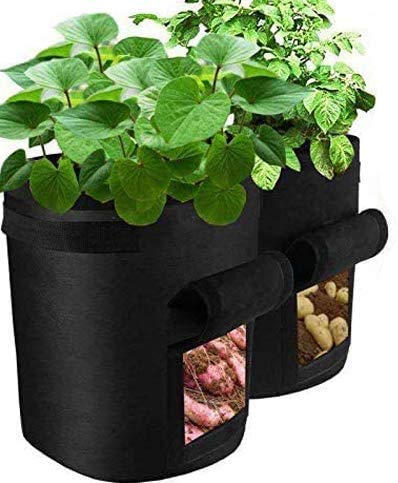 Cefrank Potato Growing Bags, 35 x 45cm Nonwoven 10 Gallon (2-Pack, Black)