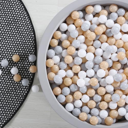 GOGOSO Ball Pit Balls for Toddlers Kids Plastic Balls for Ball-Pit Playpen Pool Baby Play Pastel BPA-Free Non Toxic Play Pastel Crush Proof Bal Beige Light Gray White 200pcs