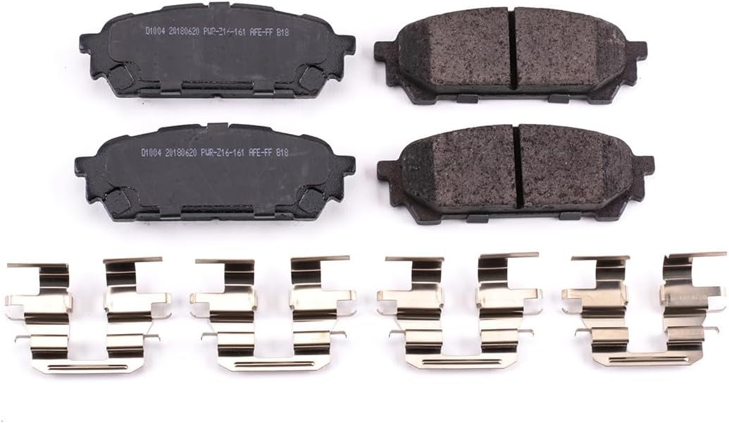 PowerStop Rear Brake Pads For Saab 9-2X 2005-06 |Subaru Forester 2003-08 |Impreza 2003-07 - Z17 Ceramic Brake Pads With Installation Hardware, 17-1004