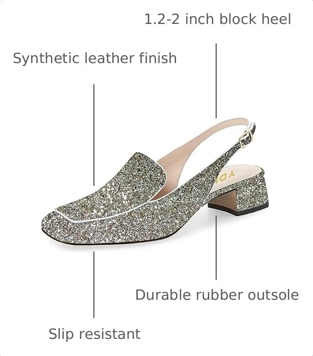 Image of YDN Women Closed Square Toe Block Low Heels Slingback Formal Loafer Dressy Shoes Office Lady Pump Size 4-15 US
