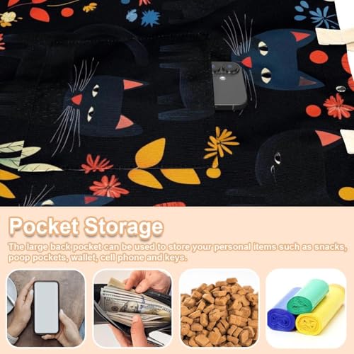 Bolso de hombro de lona para mascotas con diseño de gatos negros para paseos 6