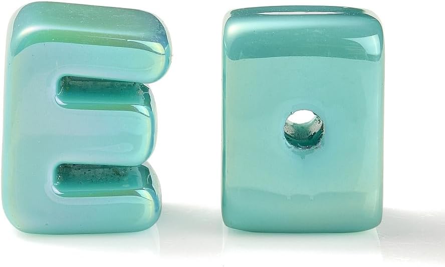 DanLingJewelry 90Pcs Random Turquoise Color Large Acrylic Letter Beads UV Plating Iridescent A-Z Alphabet Beads for Jewelry Making DIY Bracelets