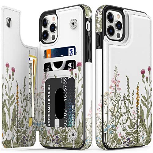 LETO for iPhone 14 Pro Case,Luxury Flip Folio Leather Wallet Cover with Fashion Designs for Women,Built-in Card Slots Kickstand Protective Phone Shell 6.1