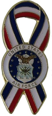 USAF Air Force Support Ribbon Red White Blue Bike Motorcycle Hat Cap Lapel Pin