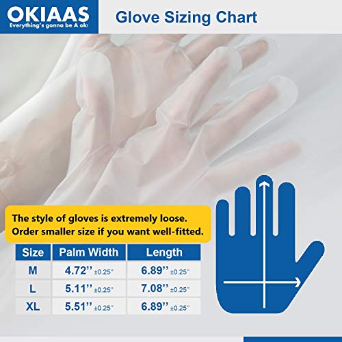 OKIAAS Black Disposable Gloves M|TPE Hybrid Plastic, Loose-Fitting, Latex Free|For Food Handling, Household Cleaning, Hair Dying and More|Medium, 100 Counts/Box