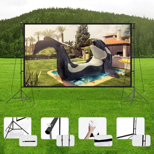 Pantalla de proyector portátil con soporte, 16:9 4K HD, tela ligera sin arrugas, con bolsa de transporte, para cine en casa y fiestas al aire libre (60in/16:9) miniatura 5