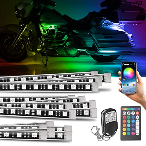 Sunpie 16Pcs Motorcycle Underglow Led Light Kit Waterproof Rgb Neon Accent Light Kit With 4Key And 24Key Remote App Control And Switch Wire Compatible With Harley Honda Kawasaki Suzuki #TOP4