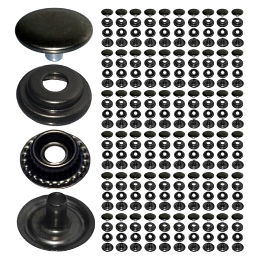 60Sets 12.5mm Stainless Steel Fastener Snap Press Stud Button Kits for Coats Bags Leathers Marine Boat Canvas Gunmetal Black No Tools