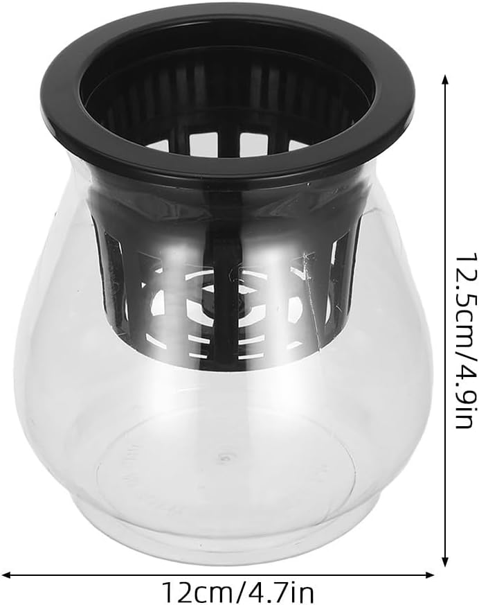 2pcs Plastic Hydroponic Fish Bowl Planter Basket for Ornamental Fish | Black Finish, 4.9x4.7 Inch Size, Tabletop Home Use, Dual-function Design with Viewing