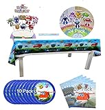 Party Decoration Super Wings Cake Toppers Table Cover 10 Paper Plates 20 Napkins 24 Cupcake Toppers Party Favors