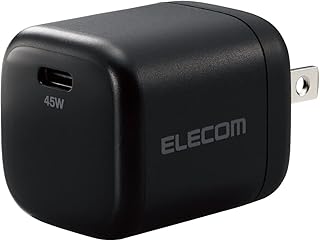 Elecom EC-AC13BK Rapid Charger, Type-C USB PD, 45 W, USB-C x 1, Small, Lightweight, Foldable Plug, Supports PD 3.0, PPS St...