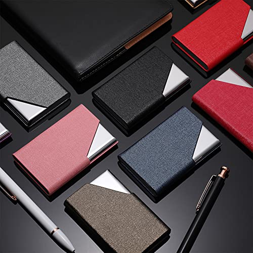 Yexiya 10 Pcs Business Card Holder With Magnetic Closure Pu Leather Stainless Steel Business Card Case Slim Business Card Wallet For Credit Card Id Card Women Men Office (Fresh Colors, Basic Style) #TOP6
