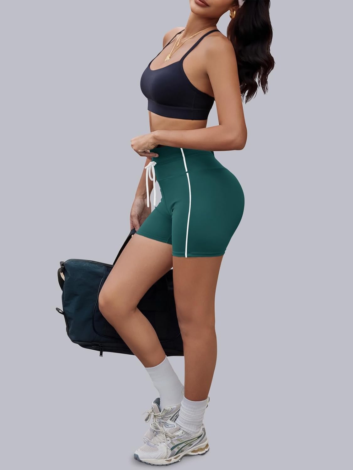 Aoysky Womens Buttery Soft Drawstring Biker Shorts 5" High Waisted Workout Yoga Shorts Running Gym Athletic Short Leggings - Image 5