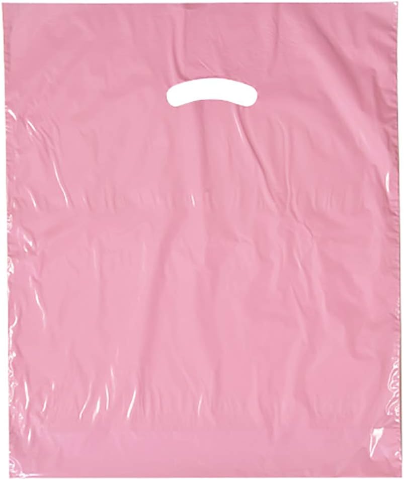 Stephanie Imports Made In USA Pack of 125 Red Glossy Plastic Merchandise Bags (12" X 15") With Die Cut Handles