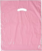 Vista 1 de Stephanie Imports Made In USA - Paquete de 125 bolsas de plástico rosa brillante (12 x 15 pulgadas) con asas troqueladas