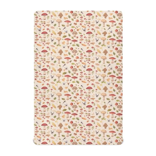 Image of Fitted Crib Sheets for Baby Boys or Girls Soft Breathable Baby Play Yard Sheet for Standard Size Crib Mattress 52x28in Watercolor Safari Mushroom