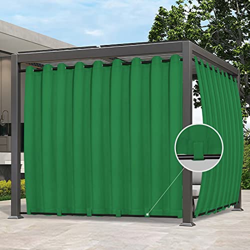 Image of Easy-Going Outdoor Curtains for Patio 1 Panel, 150x84 inch, Green | Waterproof, Windproof, Weatherproof Privacy Outdoor Curtains for Cabanas Porches and Pergolas, Grommet Top and Tab Bottom