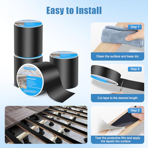 Image of Butyl Joist Tape 6 inch x 50', 4 Pack Joist Tape for Decking, Waterproof Deck Tape, Anti-Corrosion Weather Resistance Joist Tape for Protect Deck Joists and Wood Joists