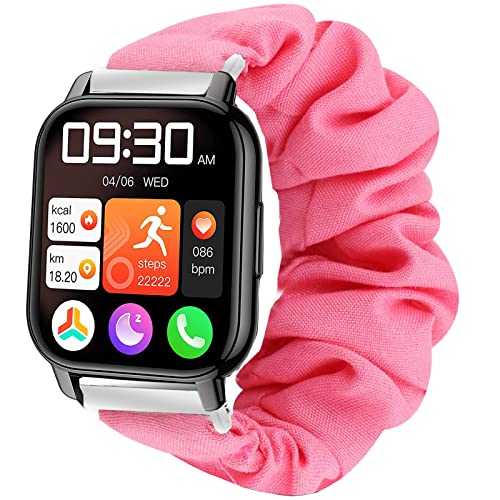 Compatible for Popglory 1.85 Smart Watch Band, Lamshaw Fabric Elastic Scrunchie Elastic Women Replacement Straps Compatible with Popglory, Ddidbi 1.85'' P66 Watch/TOOBUR IDW13 1.8 Watch/ ANDFZ 1.85''