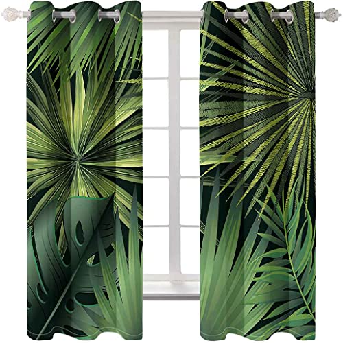 WWJNF Rideaux Occultants, Rideaux D'Isolation Thermique Jungle Verte Forêt pour Salon, Traitements De Fenêtre Économie D'Énergie pour Chambre/Cuisine, Rideaux Occultants À Œillets pour Enfants Cover